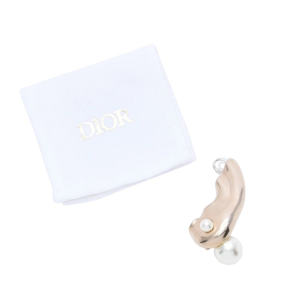 極美品 Christian Dior クリスチャンディオール パール付きゴールドイヤーカフ イヤリング アクセサリー ゴールド ホワイト 片耳用 中古 4a003203