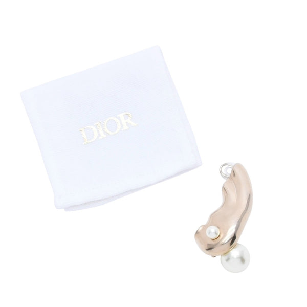 極美品 Christian Dior クリスチャンディオール パール付きゴールドイヤーカフ イヤリング アクセサリー ゴールド ホワイト 片耳用 中古 4a003203
