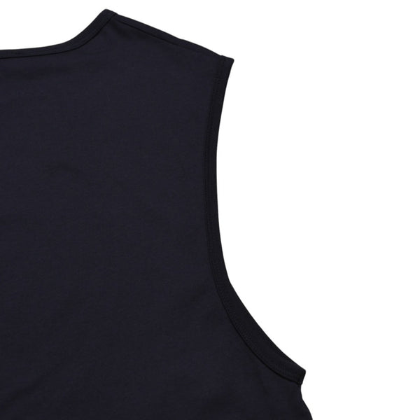 極美品 RAF SIMONS ラフシモンズ ノースリーブカットソー 20SS ネイビー レッド 201-146B コットン100% 中古 4a003164