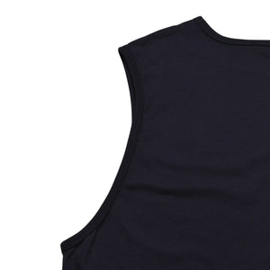極美品 RAF SIMONS ラフシモンズ ノースリーブカットソー 20SS ネイビー レッド 201-146B コットン100% 中古 4a003164
