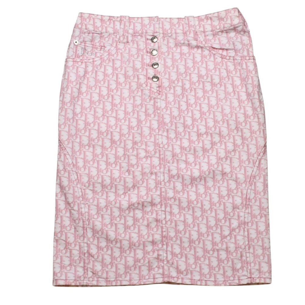 極美品 Christian Dior クリスチャンディオール ライトストーン ミニスカート ピンク 4P12033501 中古 4a003168