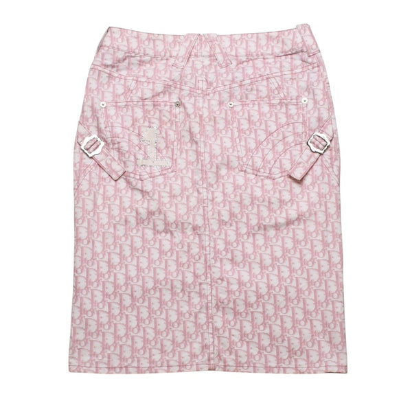 極美品 Christian Dior クリスチャンディオール ライトストーン ミニスカート ピンク 4P12033501 中古 4a003168