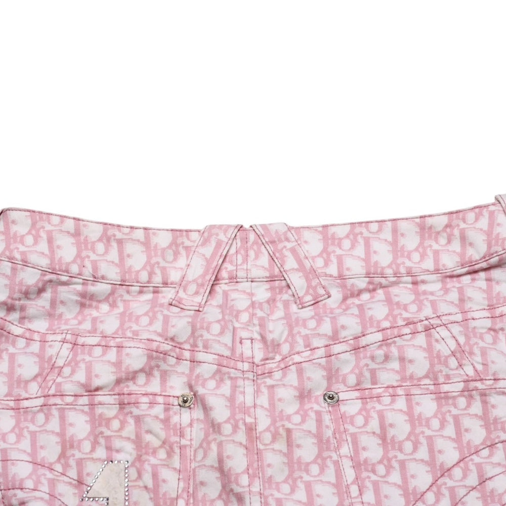 極美品 Christian Dior クリスチャンディオール ライトストーン ミニスカート ピンク 4P12033501 中古 4a003168