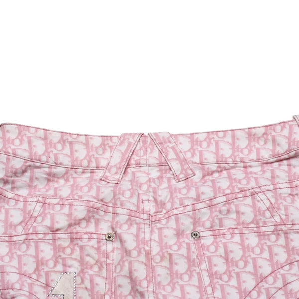 極美品 Christian Dior クリスチャンディオール ライトストーン ミニスカート ピンク 4P12033501 中古 4a003168