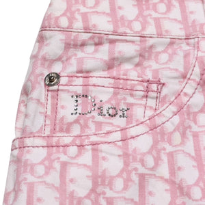 極美品 Christian Dior クリスチャンディオール ライトストーン ミニスカート ピンク 4P12033501 中古 4a003168