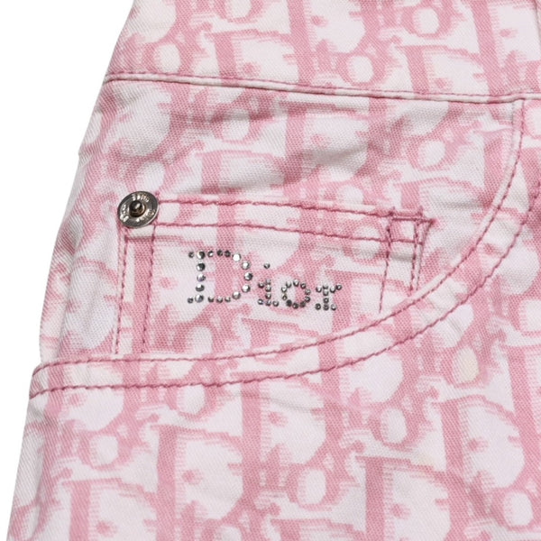 極美品 Christian Dior クリスチャンディオール ライトストーン ミニスカート ピンク 4P12033501 中古 4a003168
