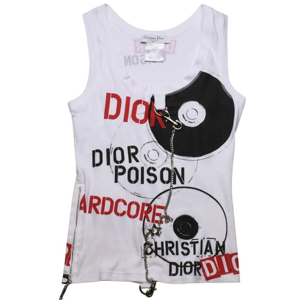 極美品 Christian Dior クリスチャンディオール ハードコアライン タンクトップ 4E16155601 サイズ36 総柄 ガリアーノ期 中古 4a003165