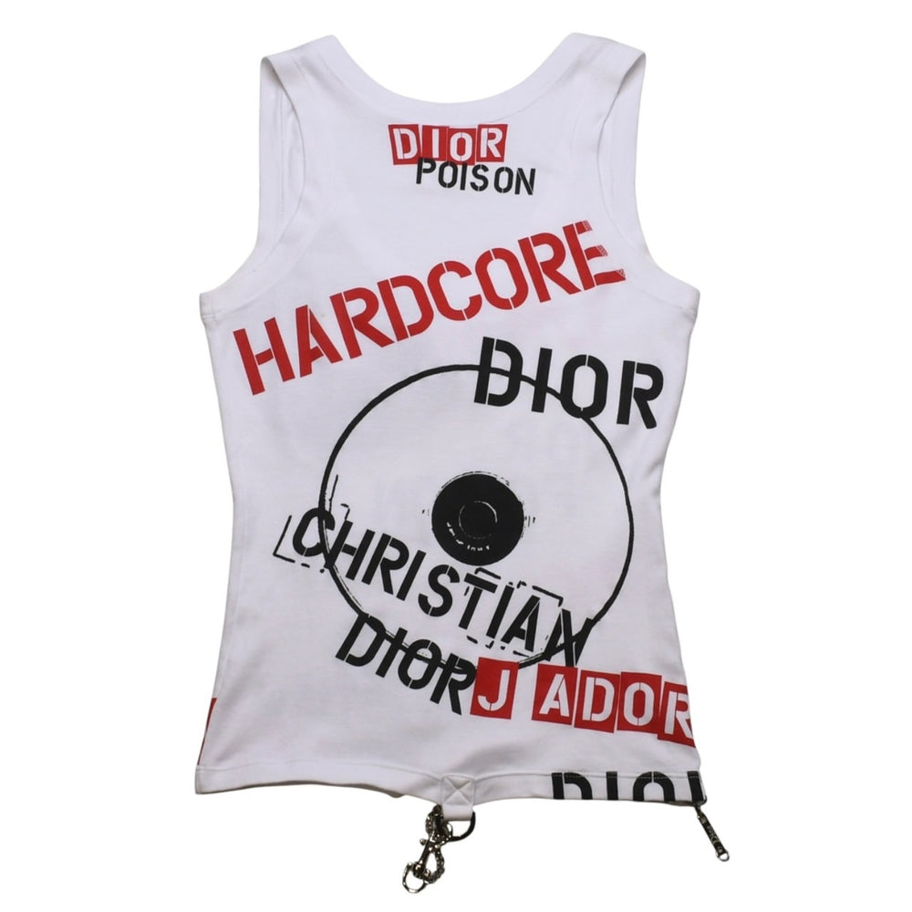極美品 Christian Dior クリスチャンディオール ハードコアライン タンクトップ 4E16155601 サイズ36 総柄 ガリアーノ期 中古 4a003165