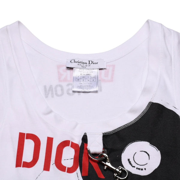 極美品 Christian Dior クリスチャンディオール ハードコアライン タンクトップ 4E16155601 サイズ36 総柄 ガリアーノ期 中古 4a003165