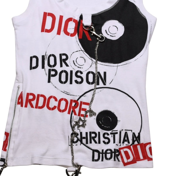 極美品 Christian Dior クリスチャンディオール ハードコアライン タンクトップ 4E16155601 サイズ36 総柄 ガリアーノ期 中古 4a003165