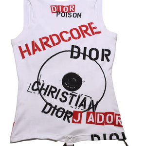 極美品 Christian Dior クリスチャンディオール ハードコアライン タンクトップ 4E16155601 サイズ36 総柄 ガリアーノ期 中古 4a003165