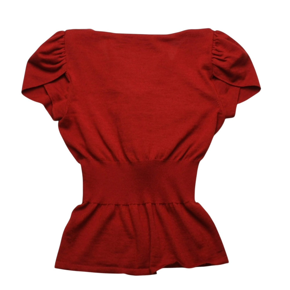 Very good condition CHANEL Sleeveless knit here mark cashmere silk red no neck tag used 4a002628