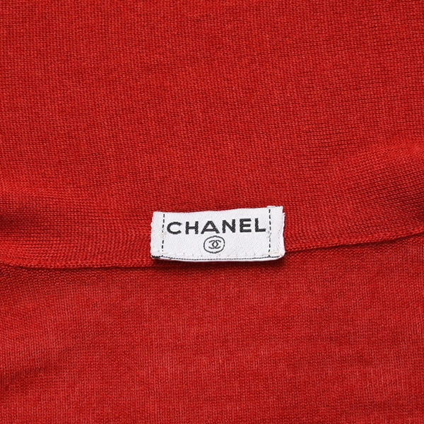 極美品 CHANEL シャネル ノースリーブニット ココマーク カシミヤ シルク レッド 首タグなし 中古 4a002628