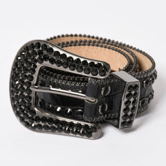 B.B.Simon BB Simon M7072 Belt, Studs, Rhinestones, Black, Silver Hardware, Excellent Condition, Used, 4a003217