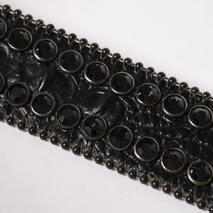 B.B.Simon BB Simon M7072 Belt, Studs, Rhinestones, Black, Silver Hardware, Excellent Condition, Used, 4a003217