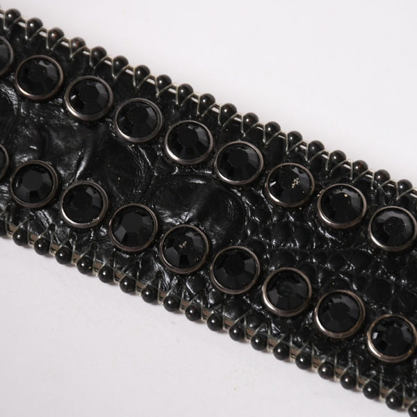 B.B.Simon BB Simon M7072 Belt, Studs, Rhinestones, Black, Silver Hardware, Excellent Condition, Used, 4a003217