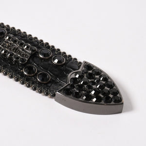 B.B.Simon BB Simon M7072 Belt, Studs, Rhinestones, Black, Silver Hardware, Excellent Condition, Used, 4a003217