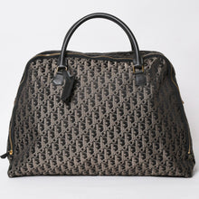 Load image into Gallery viewer, 極美品 Christian Dior クリスチャンディオール オブリーク トロッター ボストンバッグ ジャガードキャンバス カーフスキン ブラック ゴールド金具 WS27279 中古 4a002093
