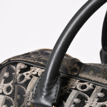 Load image into Gallery viewer, 極美品 Christian Dior クリスチャンディオール オブリーク トロッター ボストンバッグ ジャガードキャンバス カーフスキン ブラック ゴールド金具 WS27279 中古 4a002093