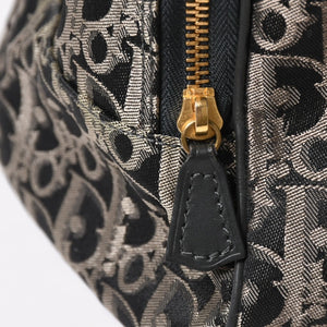 極美品 Christian Dior クリスチャンディオール オブリーク トロッター ボストンバッグ ジャガードキャンバス カーフスキン ブラック ゴールド金具 WS27279 中古 4a002093