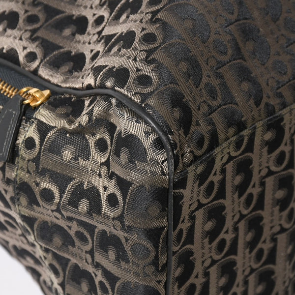 極美品 Christian Dior クリスチャンディオール オブリーク トロッター ボストンバッグ ジャガードキャンバス カーフスキン ブラック ゴールド金具 WS27279 中古 4a002093