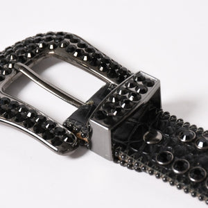 B.B.Simon BB Simon M7072 Belt, Studs, Rhinestones, Black, Silver Hardware, Excellent Condition, Used, 4a003217