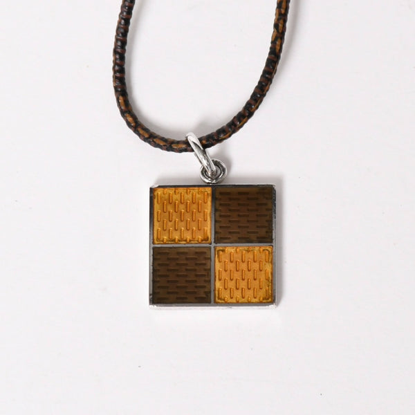 LOUIS VUITTON ルイヴィトン パンダンティフ ダミエ シルバー925 Ag925 ネックレス ブラウン イエロー 美品 中古 4a003249