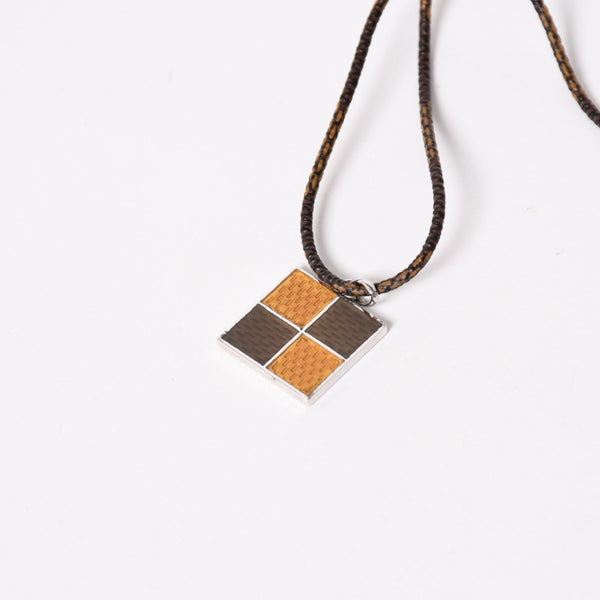 LOUIS VUITTON ルイヴィトン パンダンティフ ダミエ シルバー925 Ag925 ネックレス ブラウン イエロー 美品 中古 4a003249