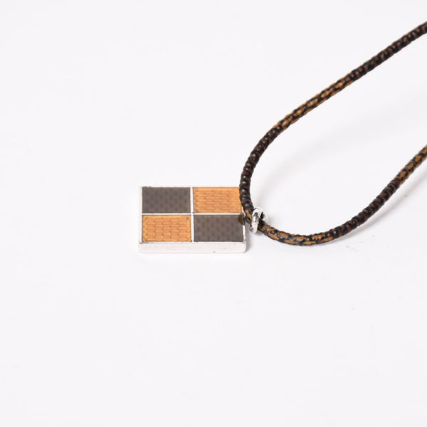 LOUIS VUITTON ルイヴィトン パンダンティフ ダミエ シルバー925 Ag925 ネックレス ブラウン イエロー 美品 中古 4a003249