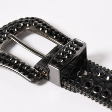 Load image into Gallery viewer, B.B.Simon ビービーサイモン M7072 ベルト スタッズ ラインストーン ブラック シルバー金具 美品 中古 4a003217