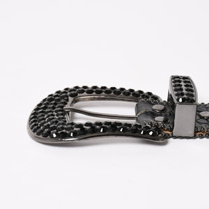 B.B.Simon BB Simon M7072 Belt, Studs, Rhinestones, Black, Silver Hardware, Excellent Condition, Used, 4a003217