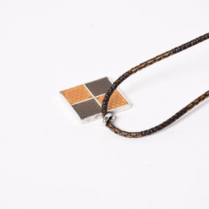 LOUIS VUITTON ルイヴィトン パンダンティフ ダミエ シルバー925 Ag925 ネックレス ブラウン イエロー 美品 中古 4a003249