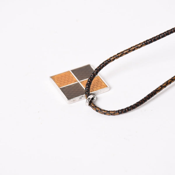 LOUIS VUITTON ルイヴィトン パンダンティフ ダミエ シルバー925 Ag925 ネックレス ブラウン イエロー 美品 中古 4a003249