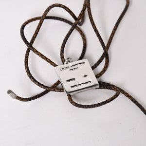 LOUIS VUITTON ルイヴィトン パンダンティフ ダミエ シルバー925 Ag925 ネックレス ブラウン イエロー 美品 中古 4a003249