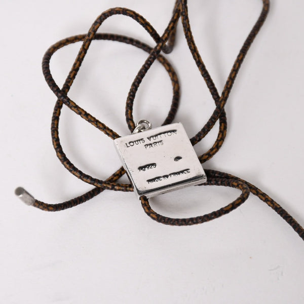 LOUIS VUITTON ルイヴィトン パンダンティフ ダミエ シルバー925 Ag925 ネックレス ブラウン イエロー 美品 中古 4a003249