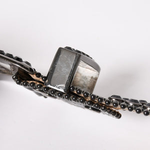 B.B.Simon BB Simon M7072 Belt, Studs, Rhinestones, Black, Silver Hardware, Excellent Condition, Used, 4a003217