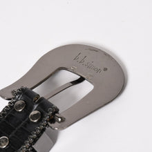 Load image into Gallery viewer, B.B.Simon ビービーサイモン M7072 ベルト スタッズ ラインストーン ブラック シルバー金具 美品 中古 4a003217