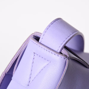 極美品 BOTTEGA VENETA ボッテガヴェネタ カセット ショルダーバッグ イントレチャート レザー パープル 649601 中古 4a003219