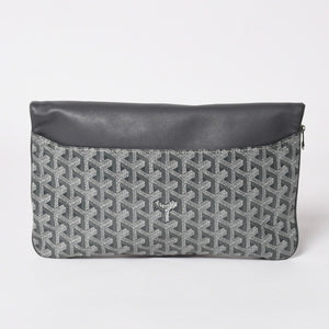 新品同様 GOYARD ゴヤール 折りたたみクラッチバッグ サンマリー MM ヘリンボーン柄 グレー 中古 4a003226