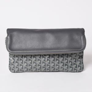 新品同様 GOYARD ゴヤール 折りたたみクラッチバッグ サンマリー MM ヘリンボーン柄 グレー 中古 4a003226
