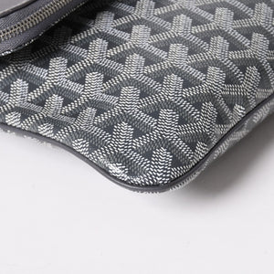 新品同様 GOYARD ゴヤール 折りたたみクラッチバッグ サンマリー MM ヘリンボーン柄 グレー 中古 4a003226