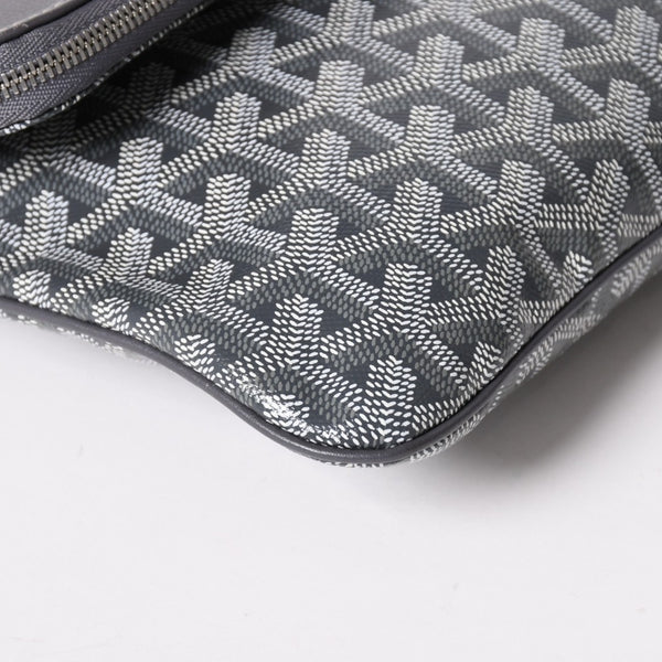新品同様 GOYARD ゴヤール 折りたたみクラッチバッグ サンマリー MM ヘリンボーン柄 グレー 中古 4a003226