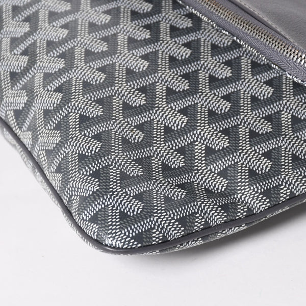 新品同様 GOYARD ゴヤール 折りたたみクラッチバッグ サンマリー MM ヘリンボーン柄 グレー 中古 4a003226