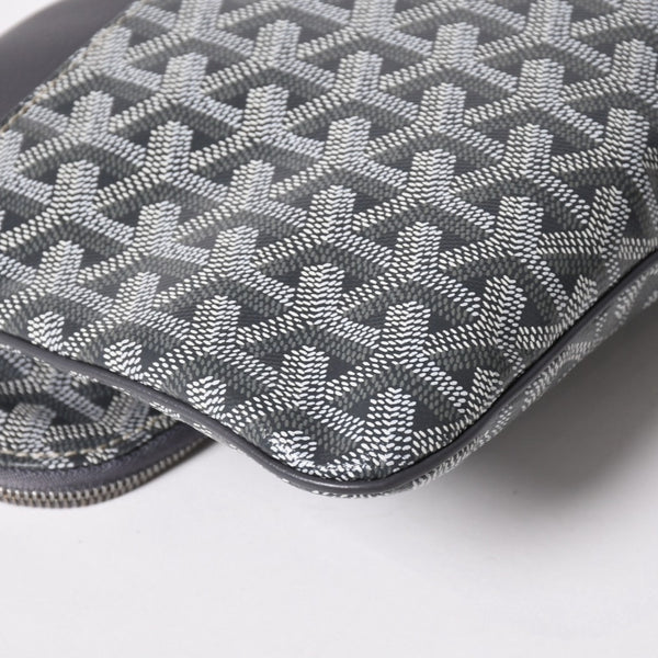 新品同様 GOYARD ゴヤール 折りたたみクラッチバッグ サンマリー MM ヘリンボーン柄 グレー 中古 4a003226