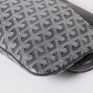 新品同様 GOYARD ゴヤール 折りたたみクラッチバッグ サンマリー MM ヘリンボーン柄 グレー 中古 4a003226