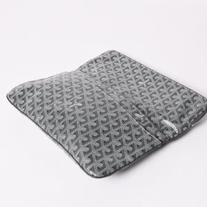 新品同様 GOYARD ゴヤール 折りたたみクラッチバッグ サンマリー MM ヘリンボーン柄 グレー 中古 4a003226