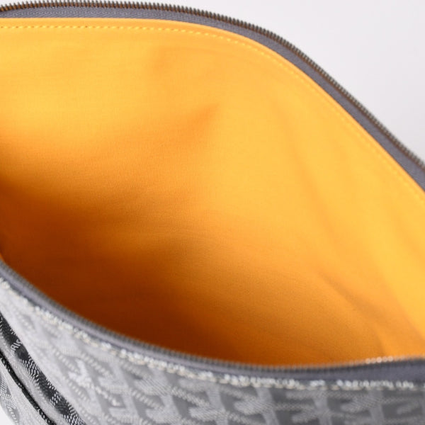 新品同様 GOYARD ゴヤール 折りたたみクラッチバッグ サンマリー MM ヘリンボーン柄 グレー 中古 4a003226
