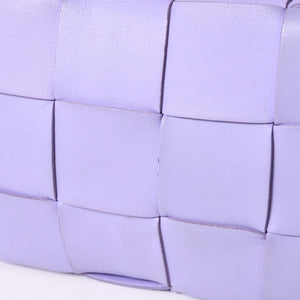 極美品 BOTTEGA VENETA ボッテガヴェネタ カセット ショルダーバッグ イントレチャート レザー パープル 649601 中古 4a003219