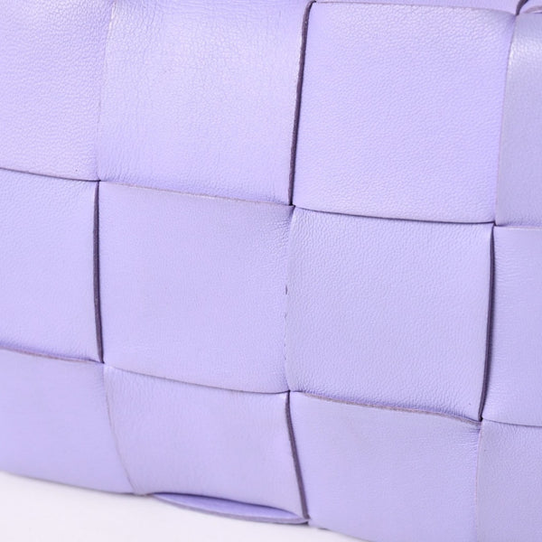 極美品 BOTTEGA VENETA ボッテガヴェネタ カセット ショルダーバッグ イントレチャート レザー パープル 649601 中古 4a003219