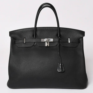 極美品 HERMES エルメス バーキン40 ブラック トゴ 40cm C刻印 シルバー金具 ハンドバッグ 中古 4a003229